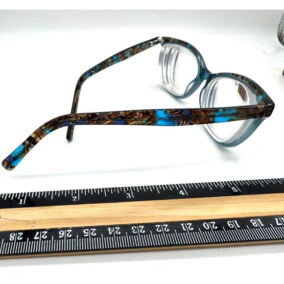 Scott Harris Europa Eyeglass Frame SH558C3 Clear Blue Tortoise Cat Eye 55-15-138 - Picture 6 of 8